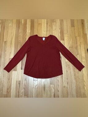 NWOT Chico's Deep Red V-Neck Long Sleeve Top